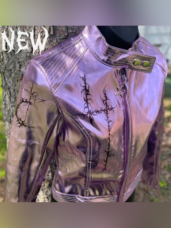 Dolls Kill Jackets & Blazers - NEW Custom Generation KISS Dolls Kill Pink Metallic Drama Moto Biker Jacket XS
